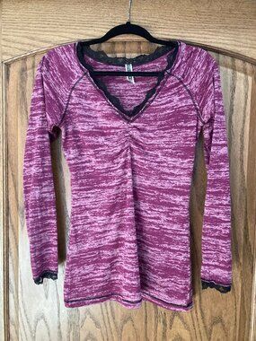 Purple Long-Sleeved BKE Top, Semi-Sheer for Layering
